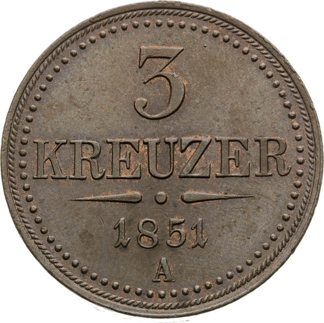3 Krejcar 1851 - revers