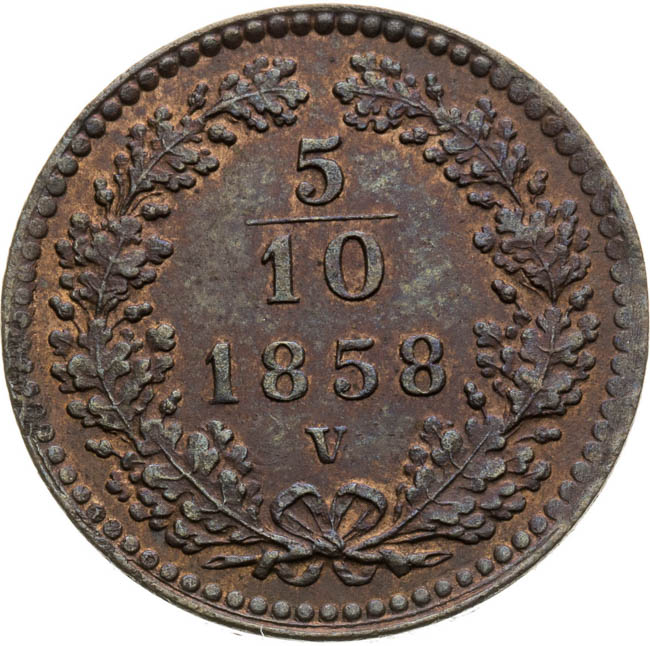 5/10 Krejcar 1858 - revers