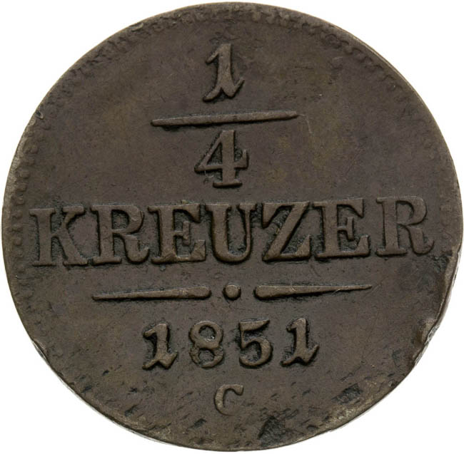 1/4 Kreutzer 1851 - back