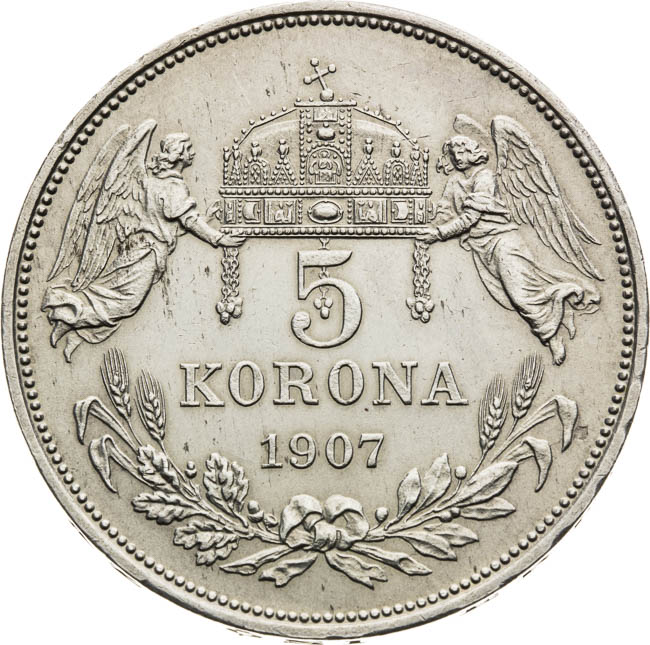 5 Korona 1907 - revers