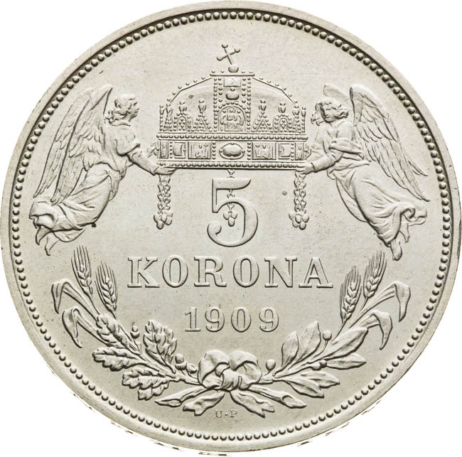 5 Korona 1909 - revers
