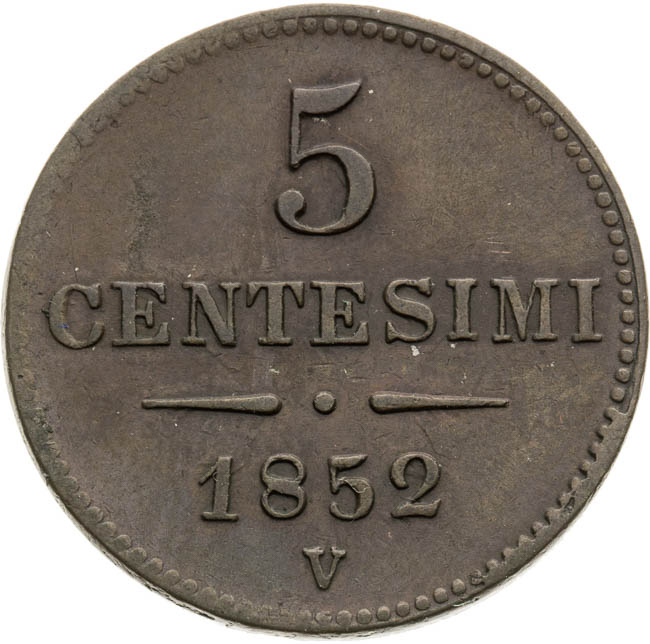 5 Centisimi 1852 - back