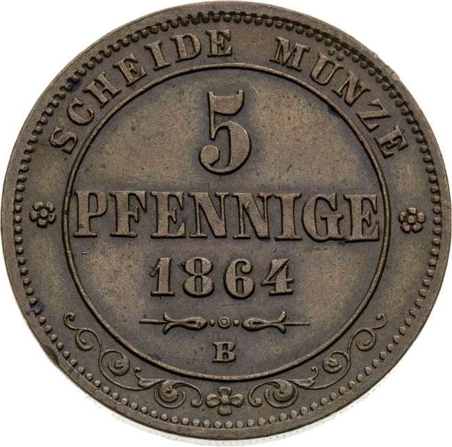 5 Pfennig 1864 - front