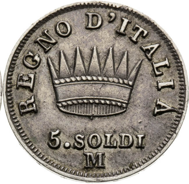 5 Soldi 1813 - back