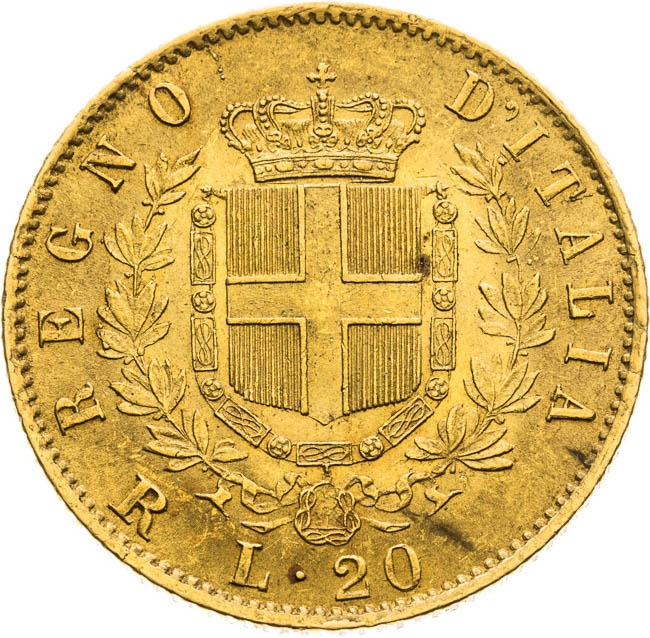 20 Lire 1878 - back