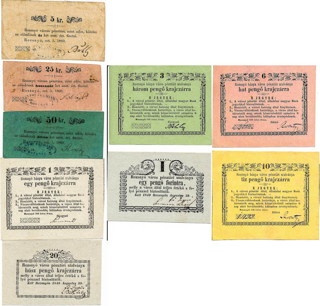 Kreutzers 1849 - Rozsnyó (9 pcs) - front