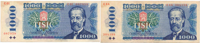 1000 Koruna 1985 (94 pcs) - front