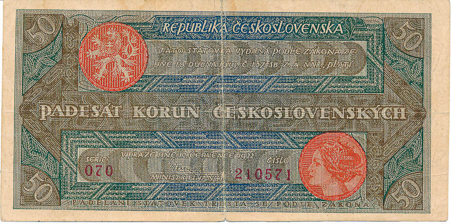50 Koruna 1922 - back