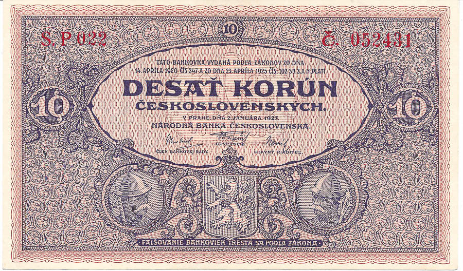 10 Koruna 1927 - front