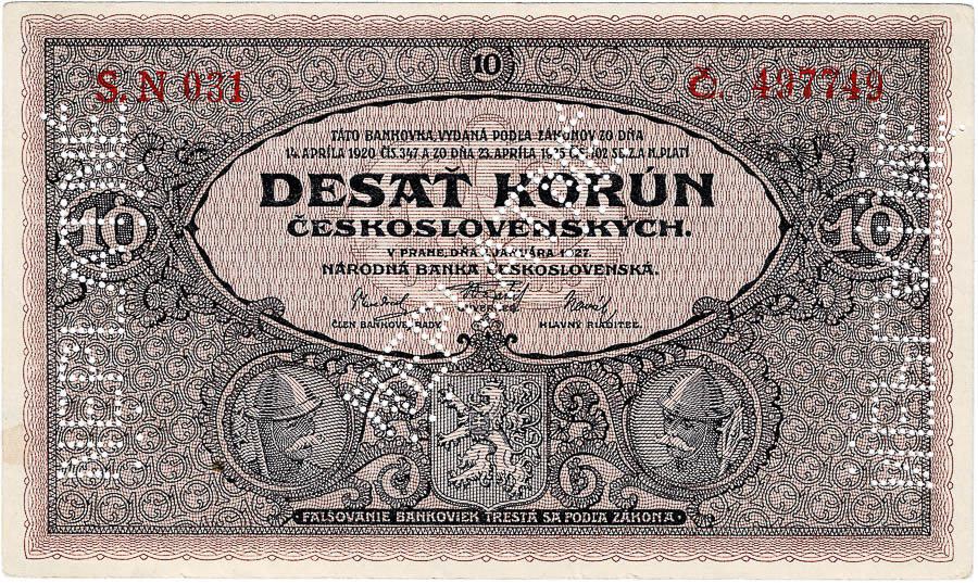 10 Koruna 1927 (Specimen) - front