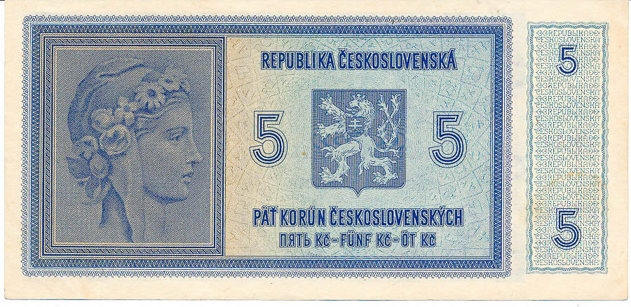 5 Koruna 1938 - back