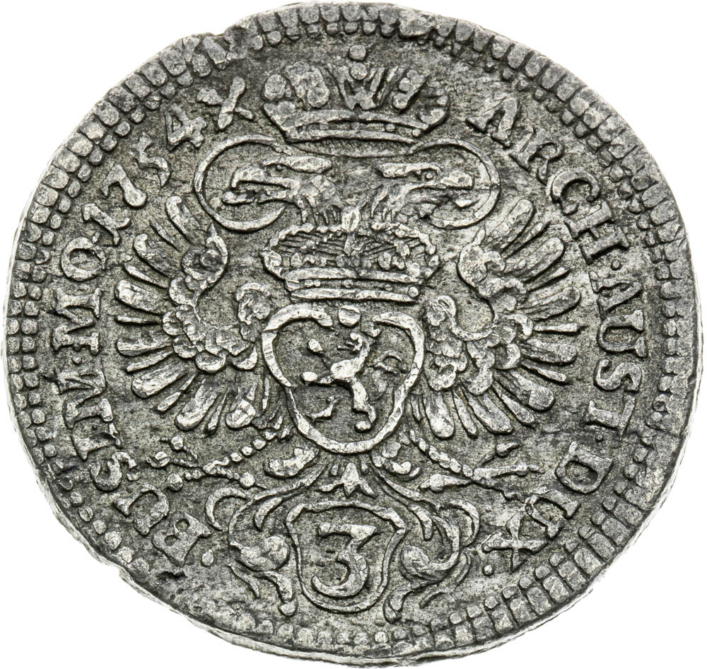 3 Kreuzer 1754 - back