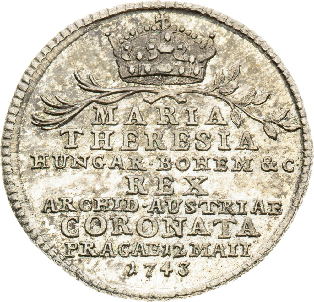 Stříbrný žeton 1743 - avers