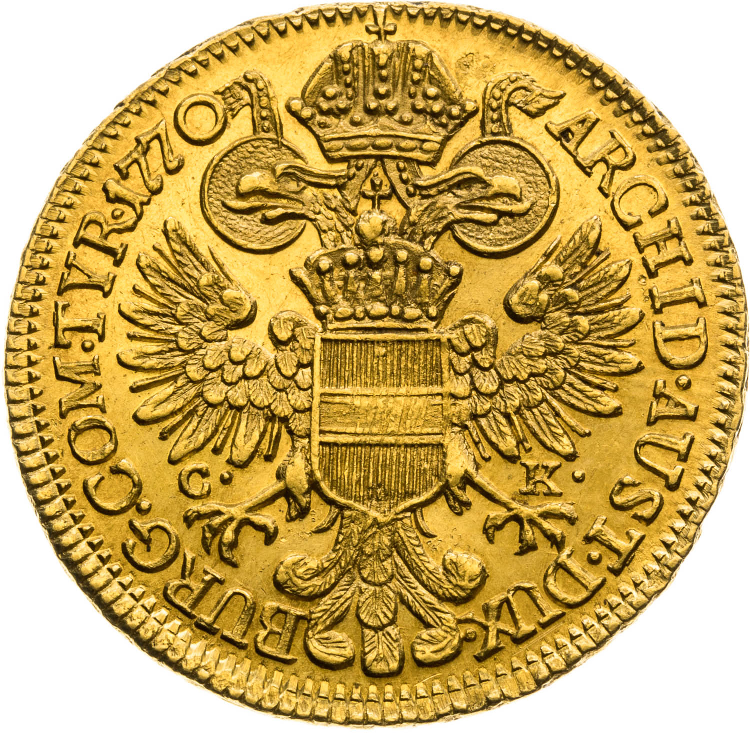 Dukát 1770 - reverz