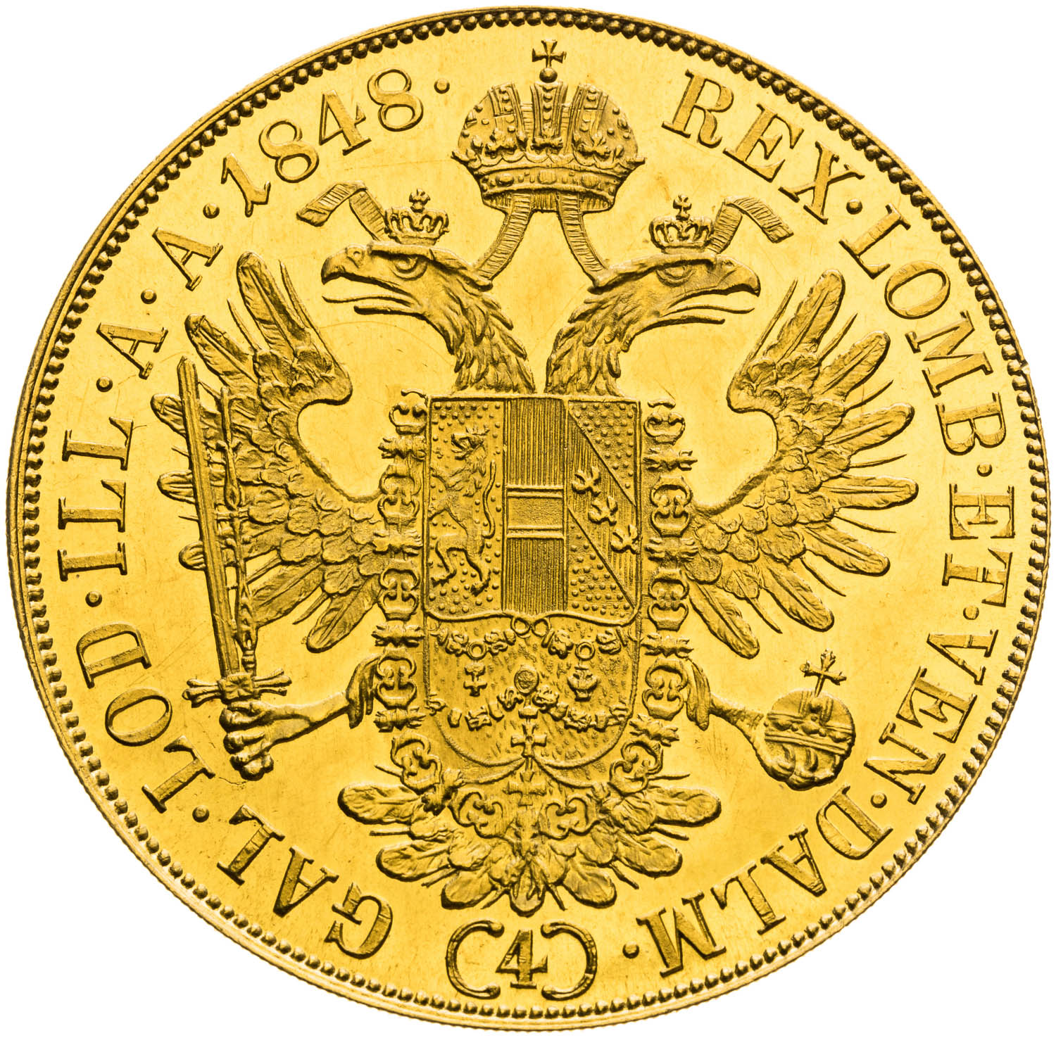 4 Ducats 1848 - back