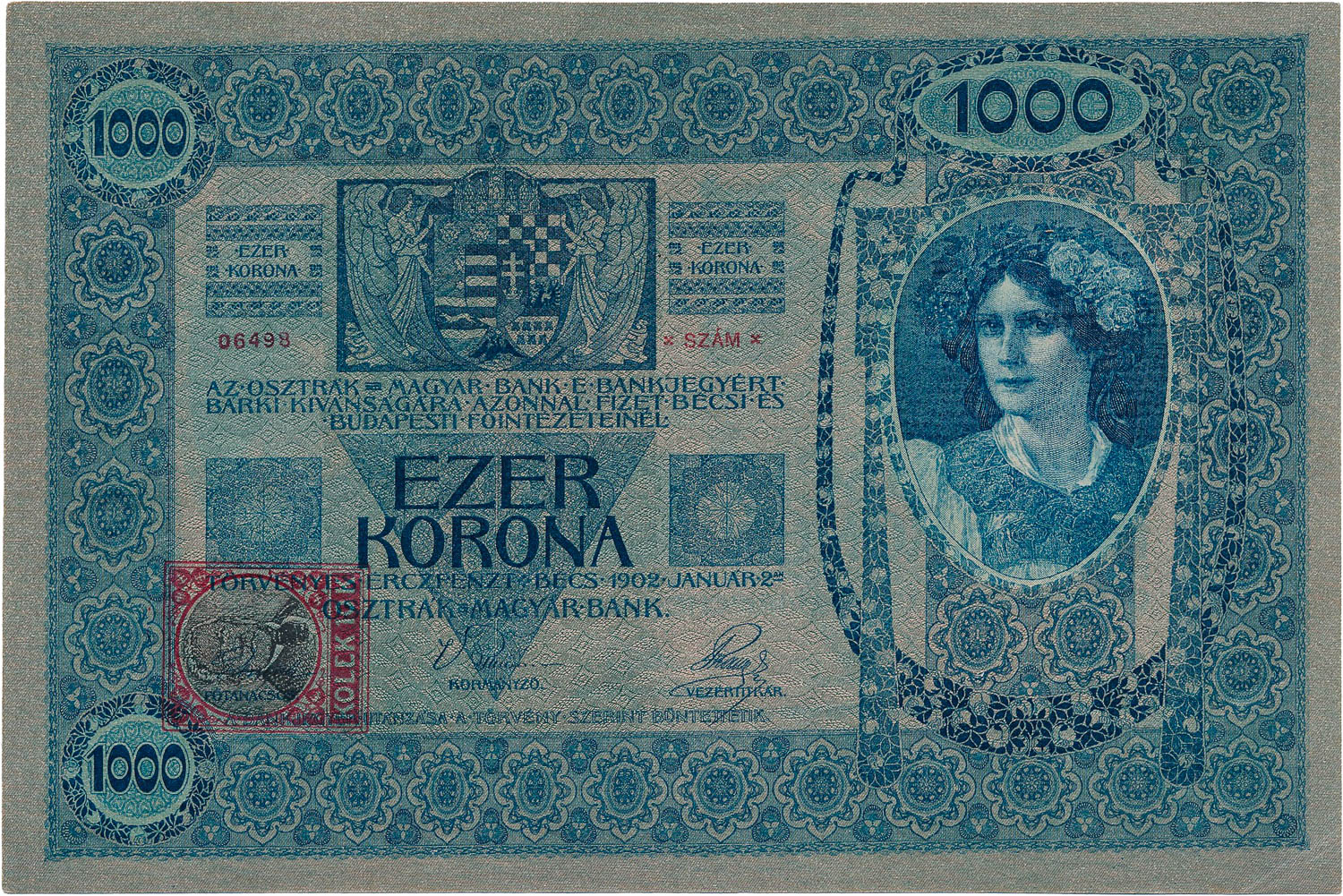 1000 K 1902 (kolkovaná) - averz