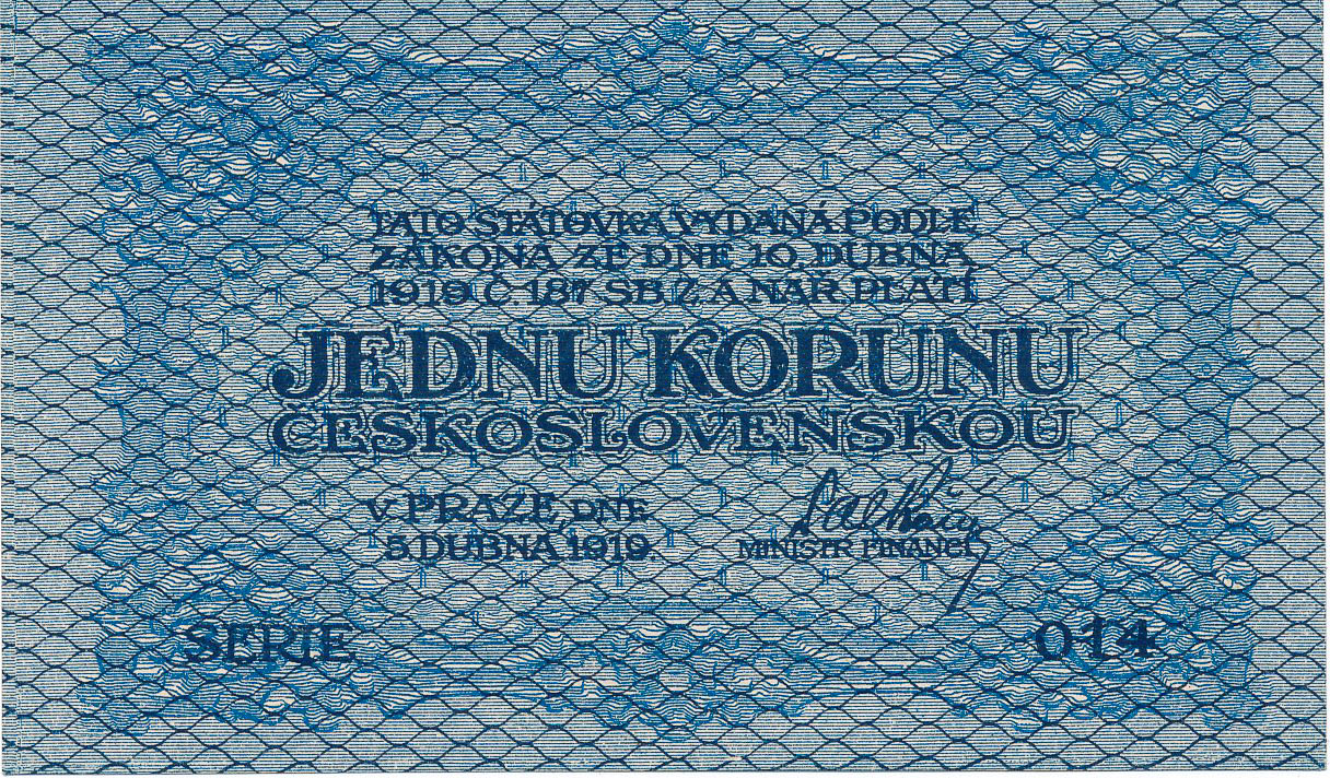 1 Kč 1919 (chybotlač) - averz