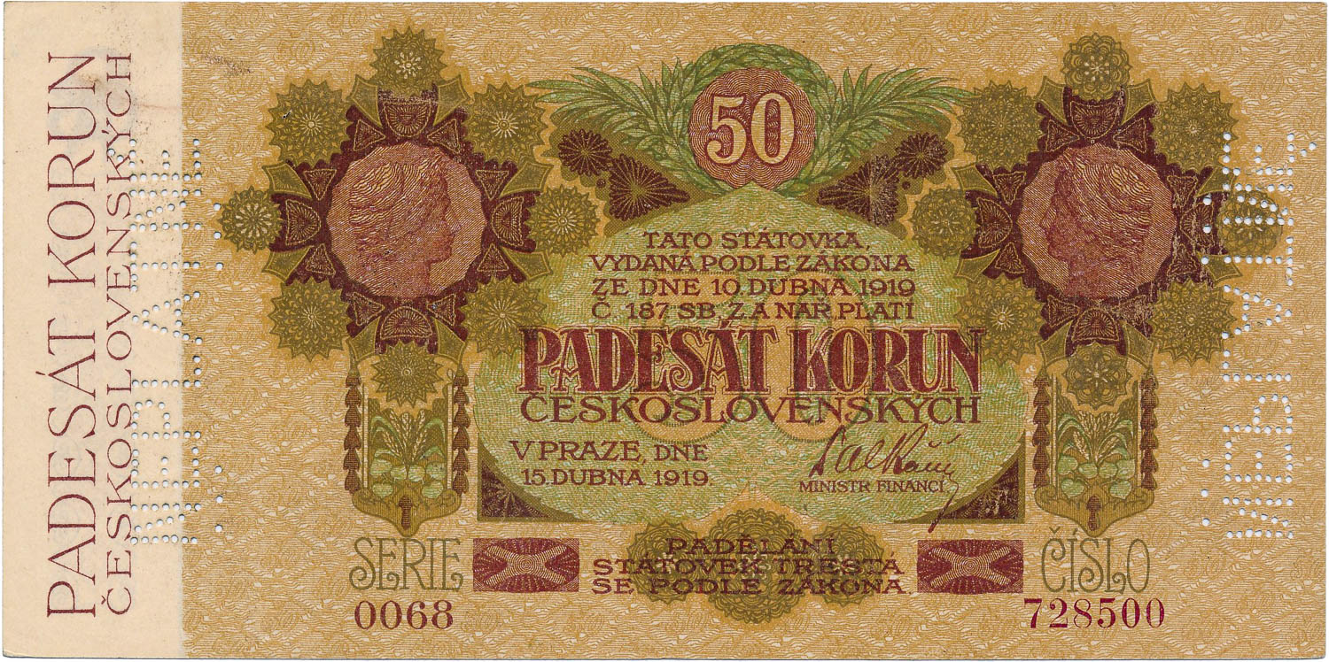 50 Koruna 1919 (bank specimen) - front