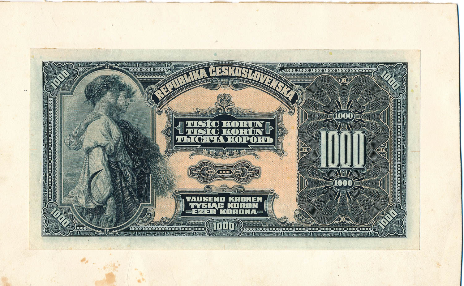 1000 Koruna 1919 (2 pcs) - back