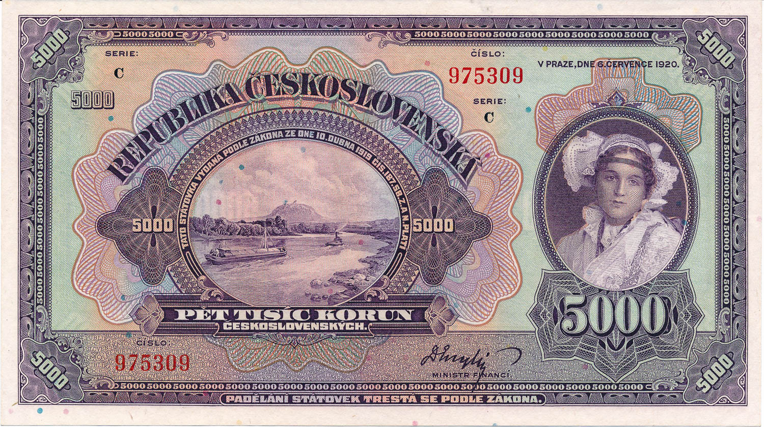 5000 Koruna 1920 - front