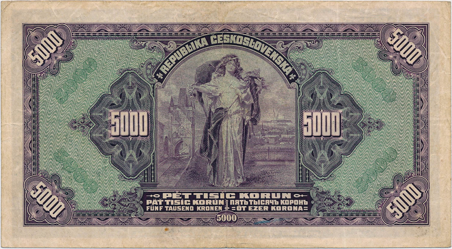 5000 Koruna 1920 - back