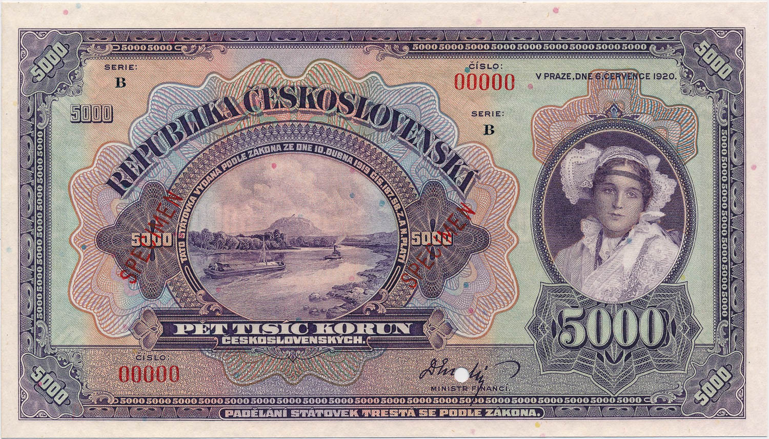 5000 Koruna 1920 (annulus) - front