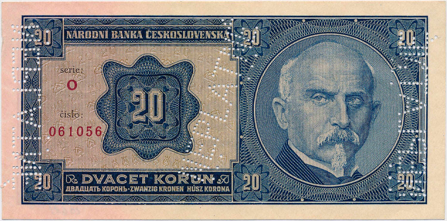 20 Koruna 1926 (bank specimen) - back