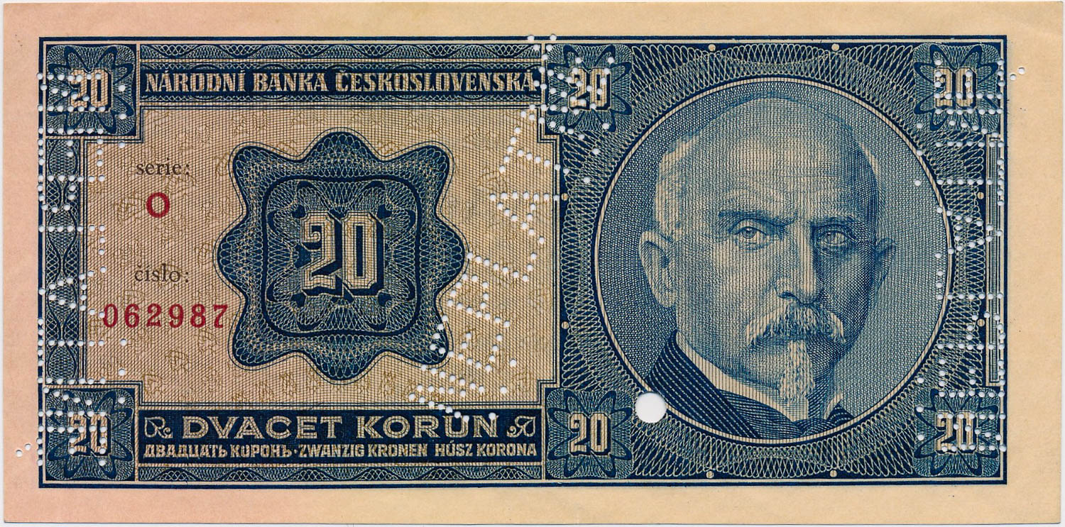 20 Koruna 1926 (bank specimen) - back
