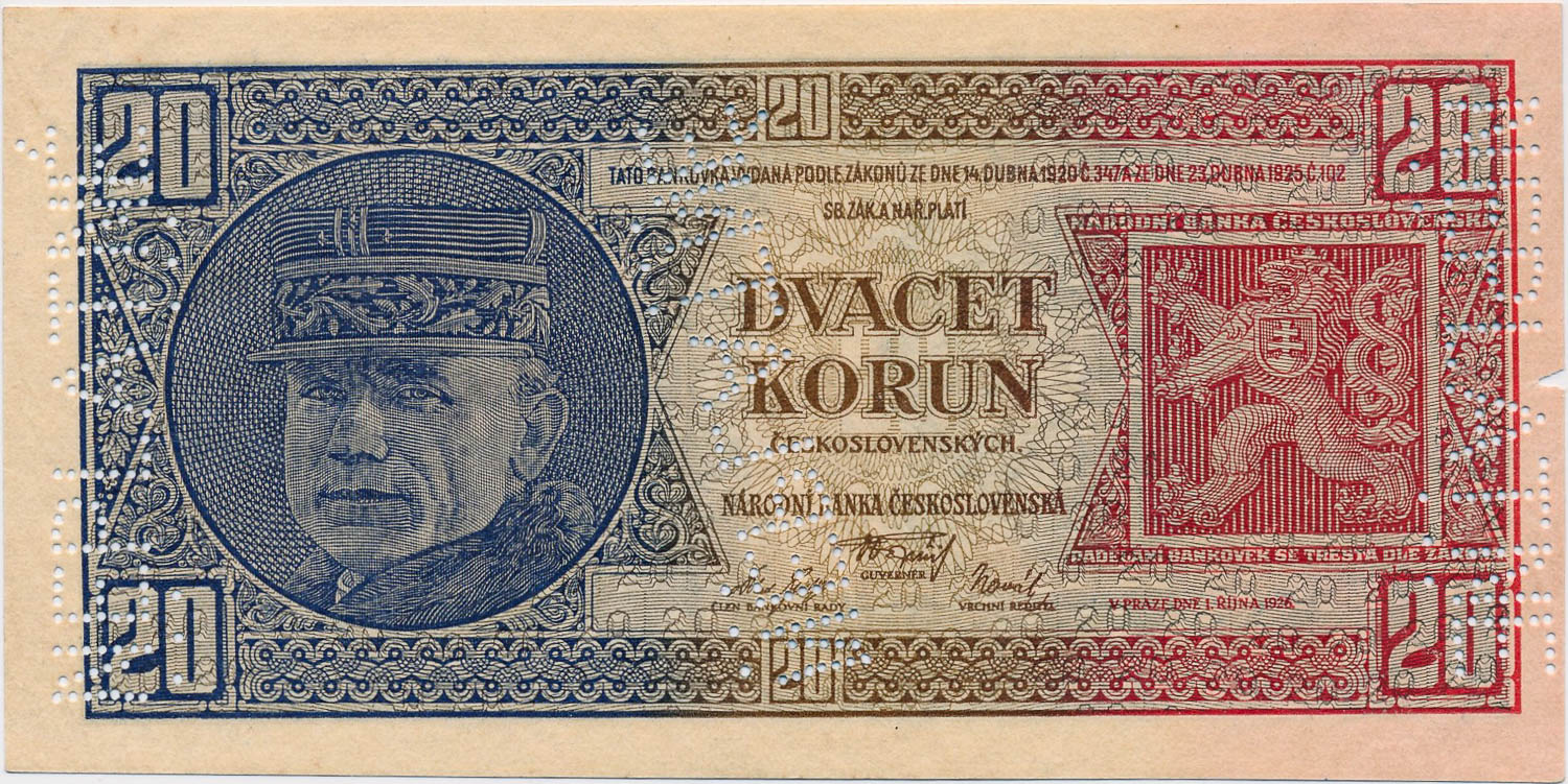 20 Koruna 1926 (bank specimen) - front