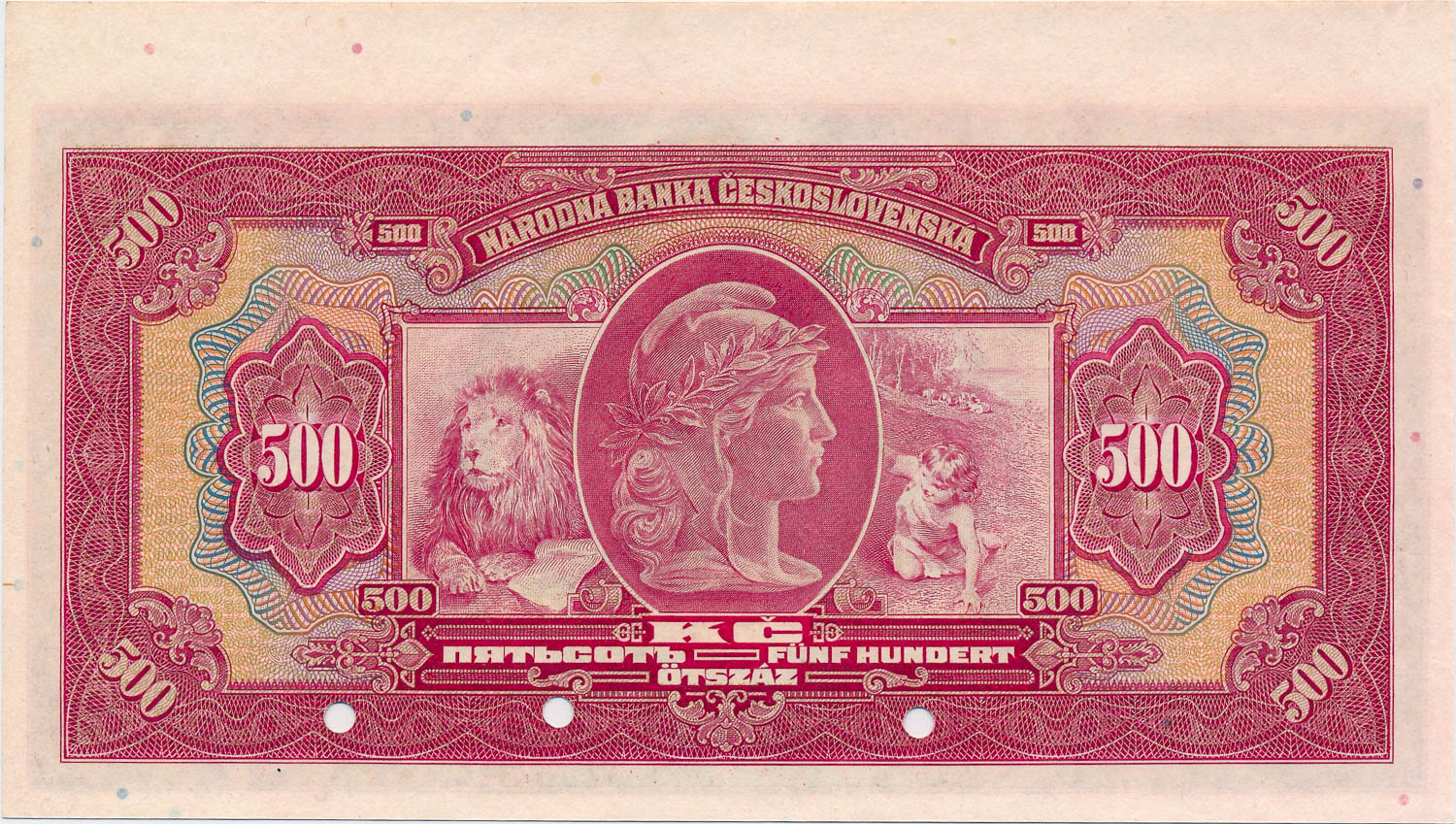 500 Kč 1929 (anulát MAJA) - reverz