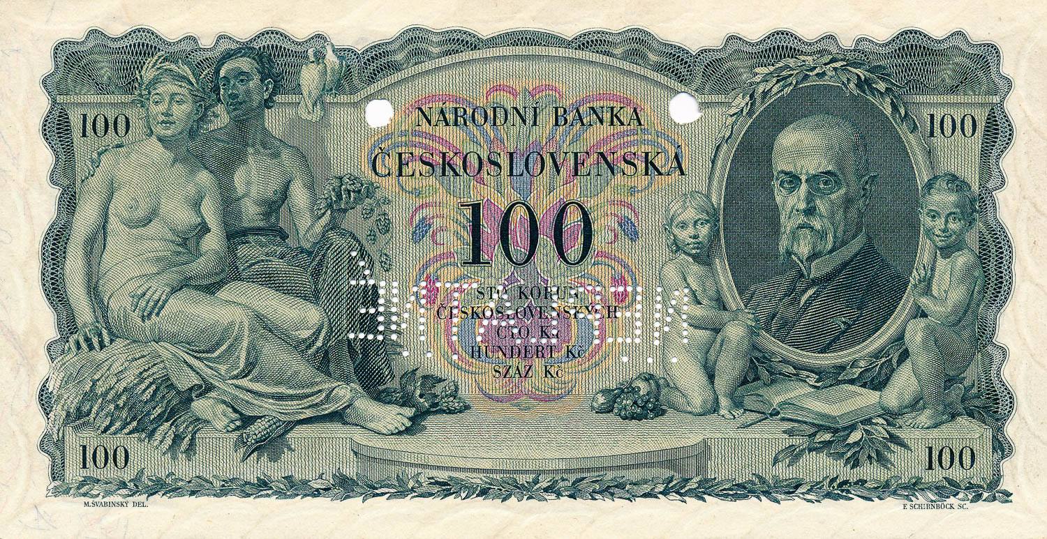 100 Kč 1931 (bankový vzor) - reverz