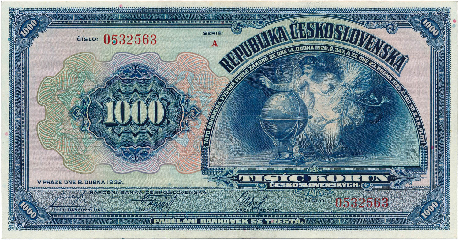 1000 Koruna 1932 - front