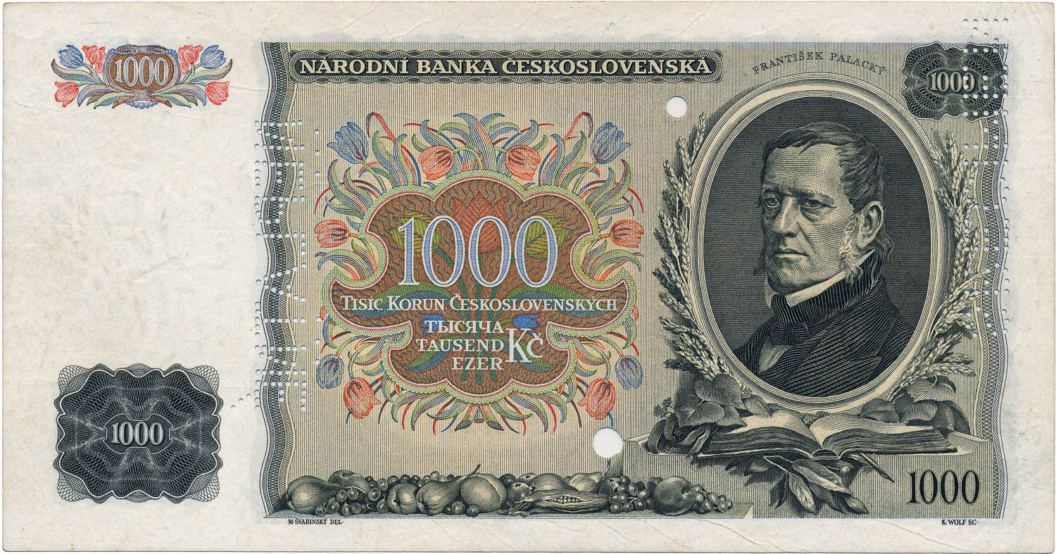 1000 Koruna 1934 (bank specimen) - back