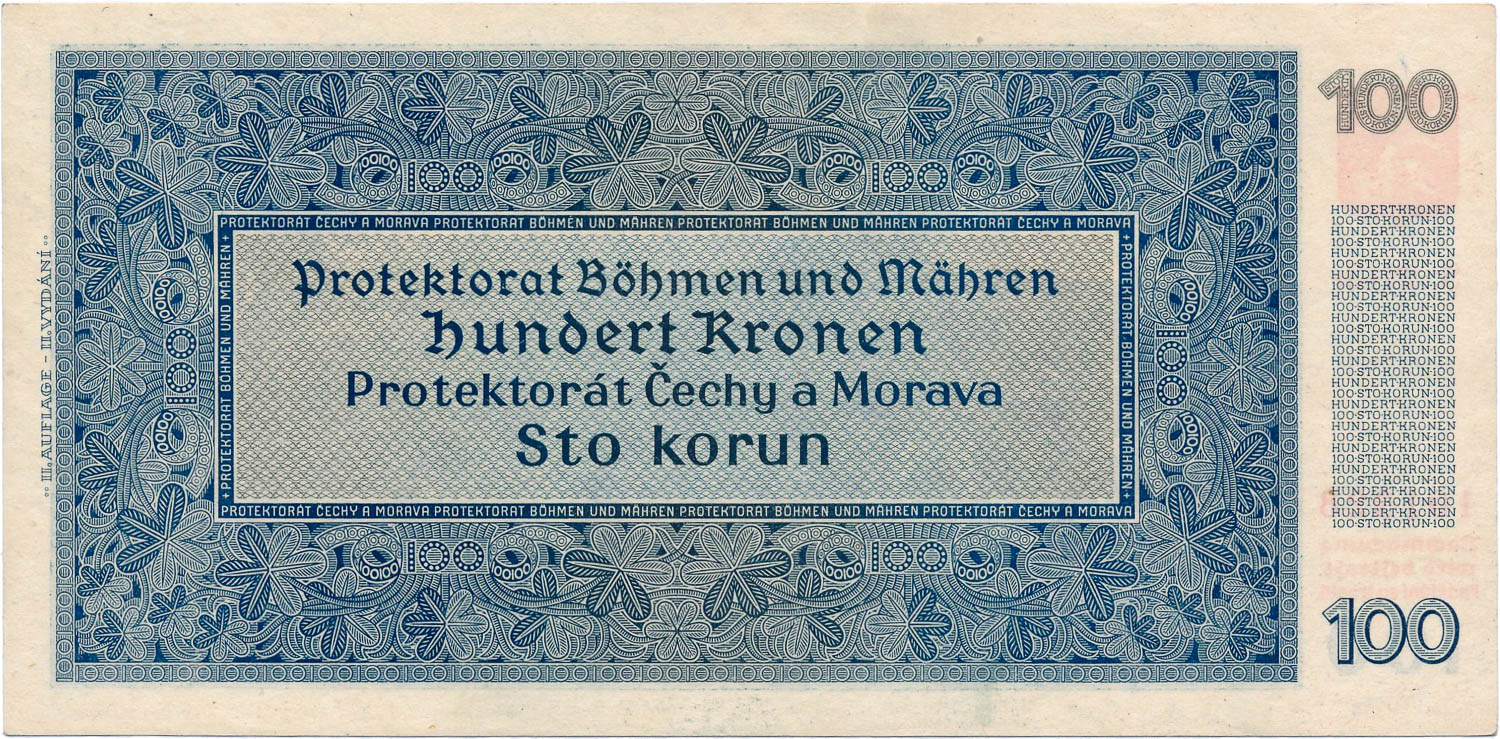 100 Koruna 1940 - back