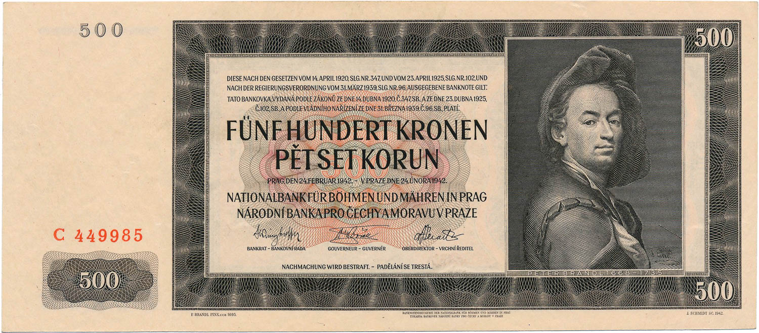 500 Koruna 1942 - front
