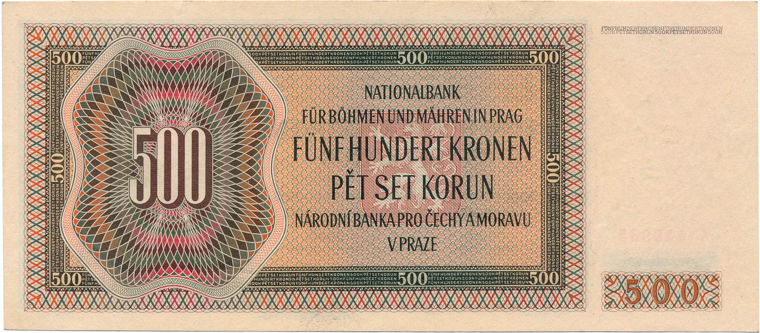 500 Koruna 1942 - back
