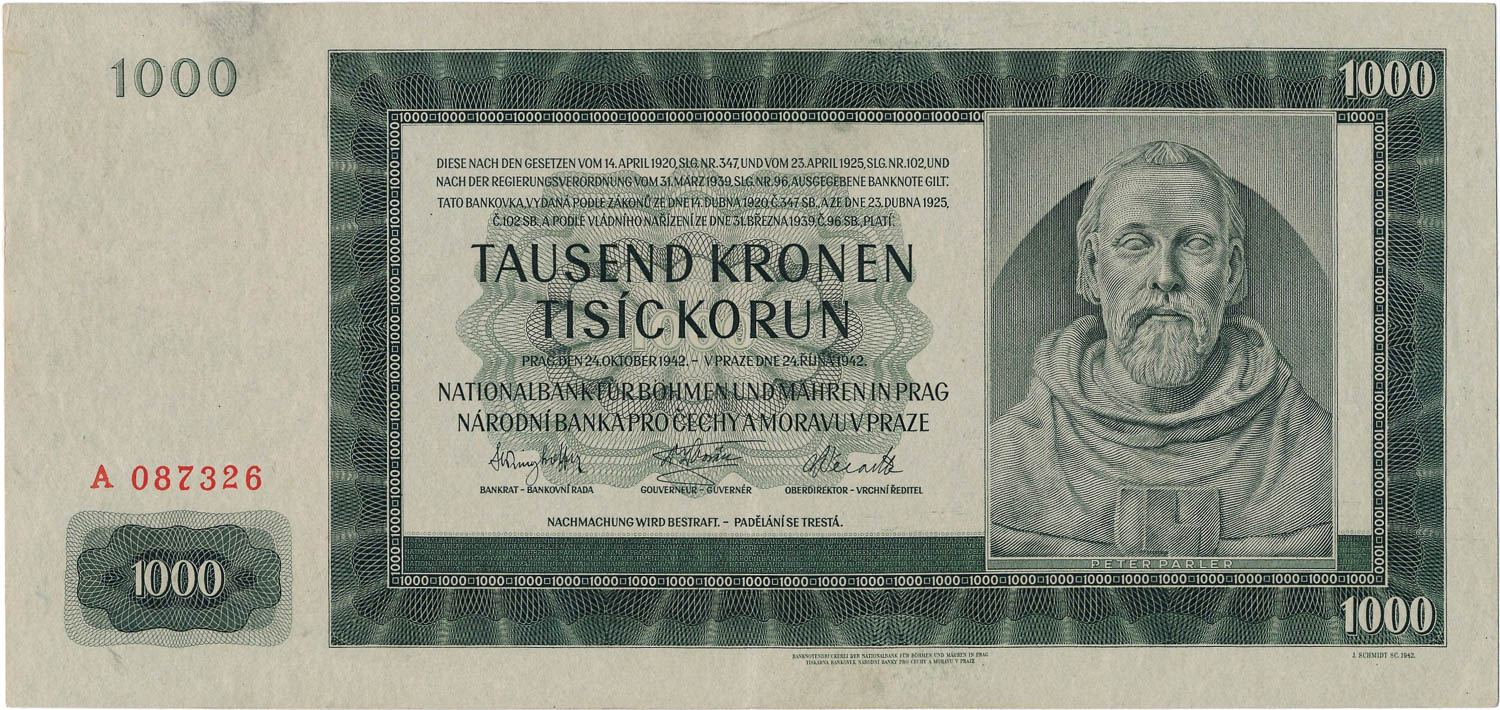 1000 Koruna 1942 - front
