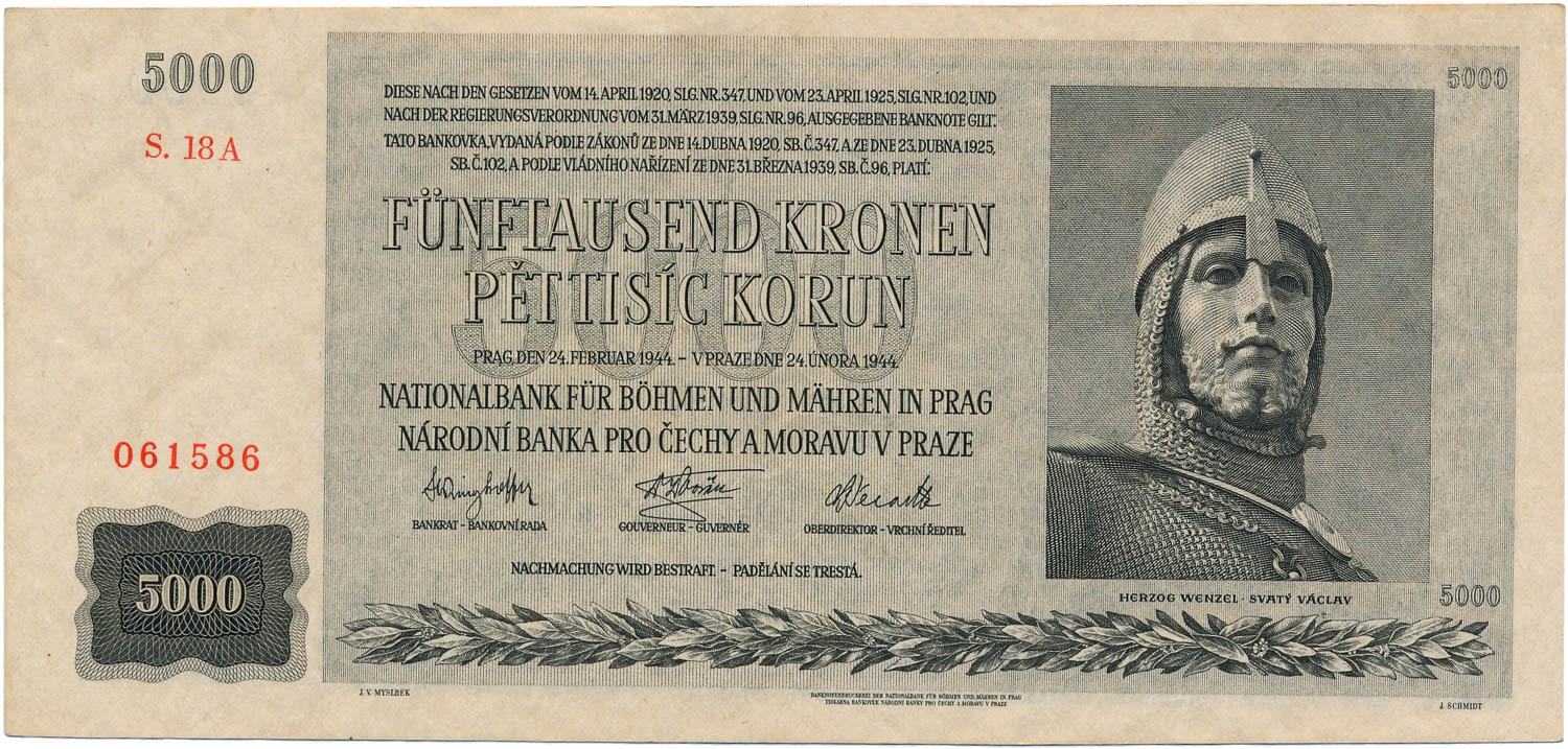 5000 Koruna 1944 - front