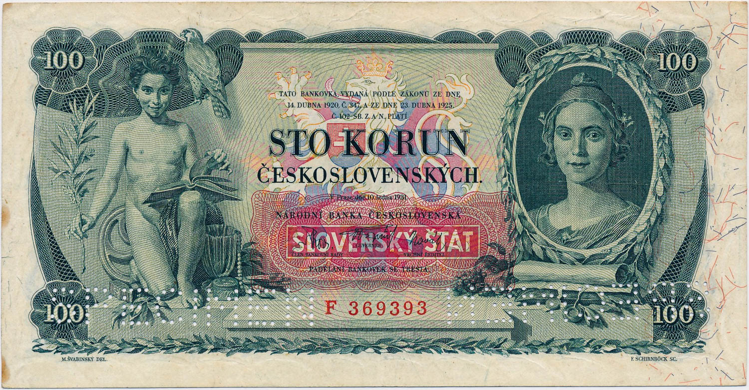 100 Koruna 1931/39 - front