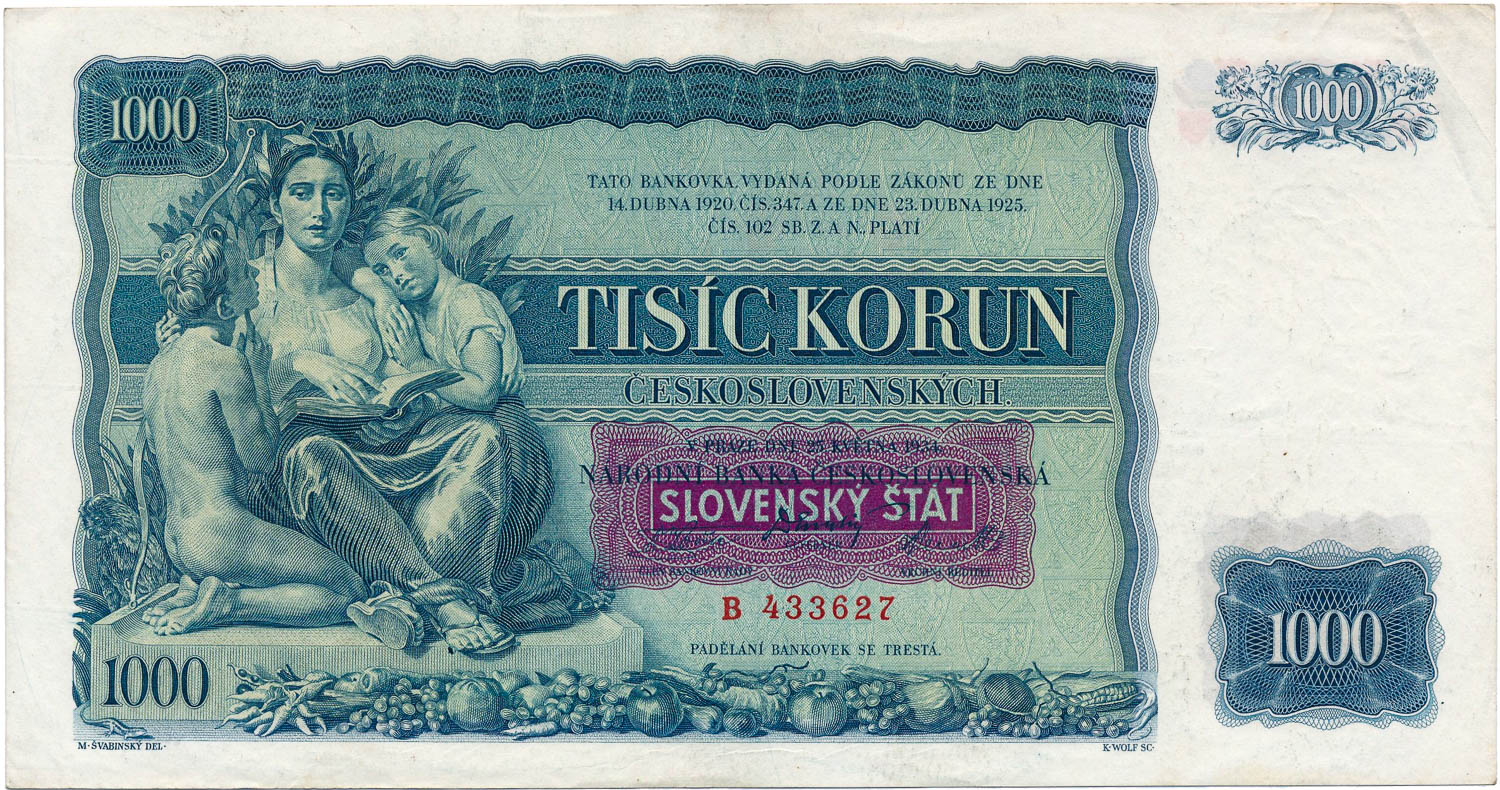 1000 Koruna 1934/39 - front