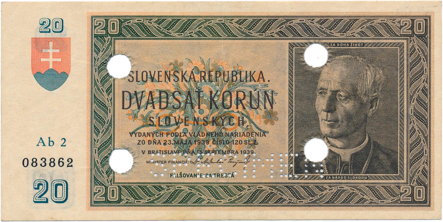 20 Koruna 1939 - front