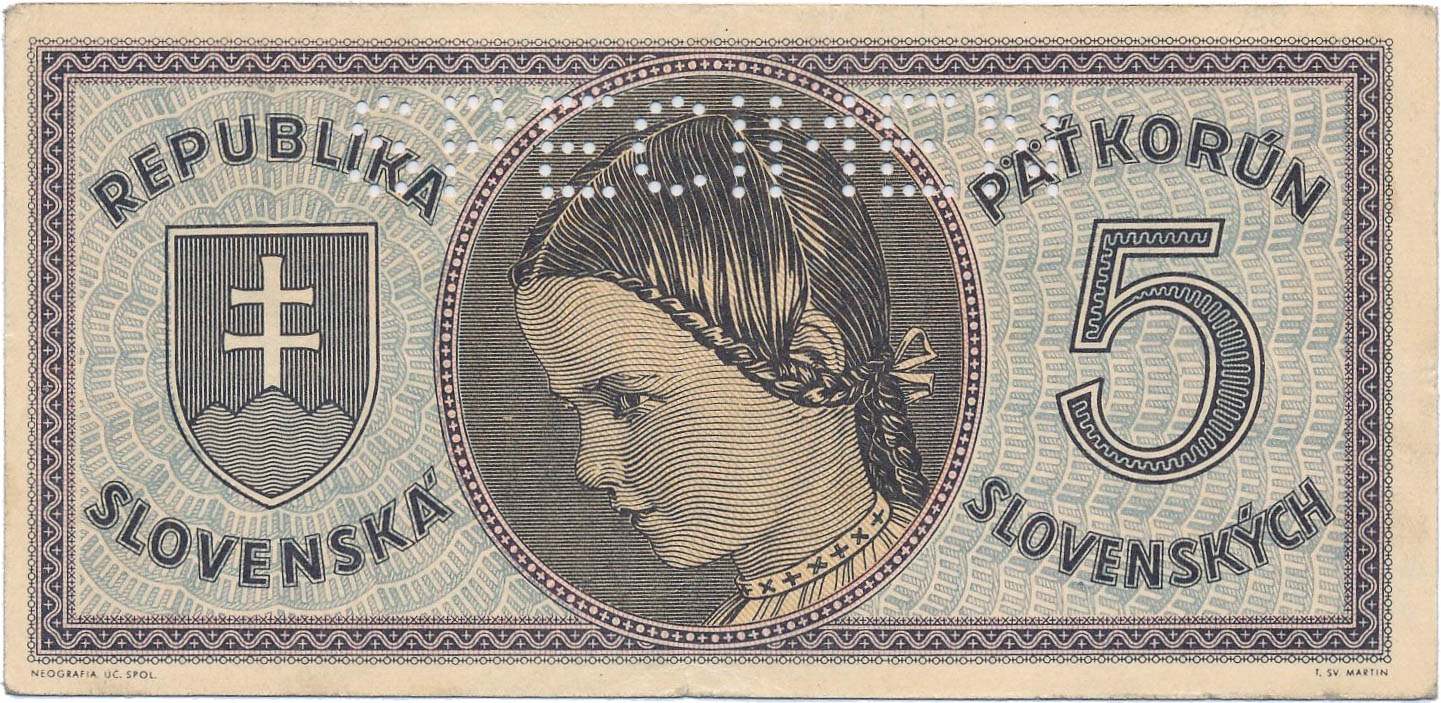 5 Koruna 1945 - front