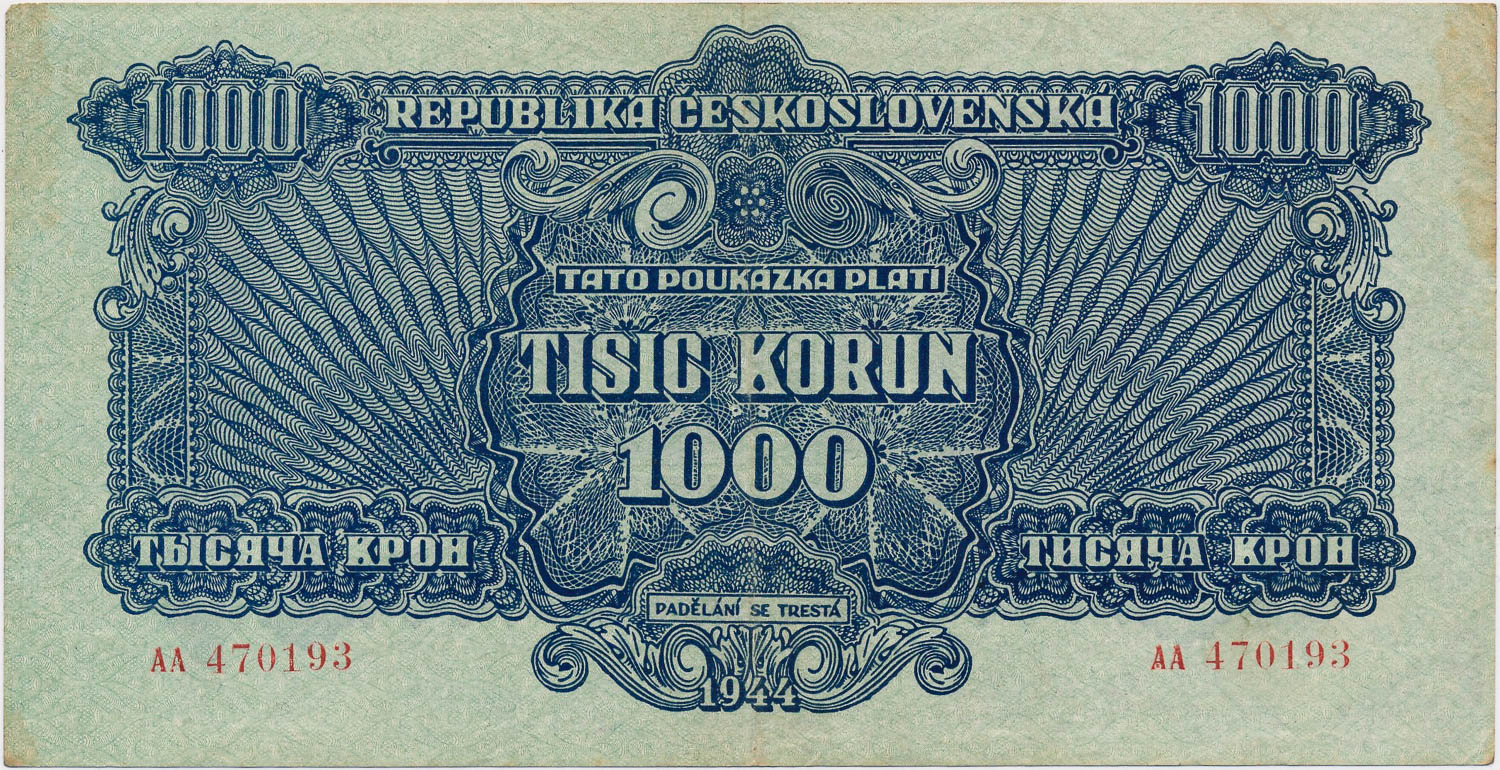 1000 Koruna 1944 - front