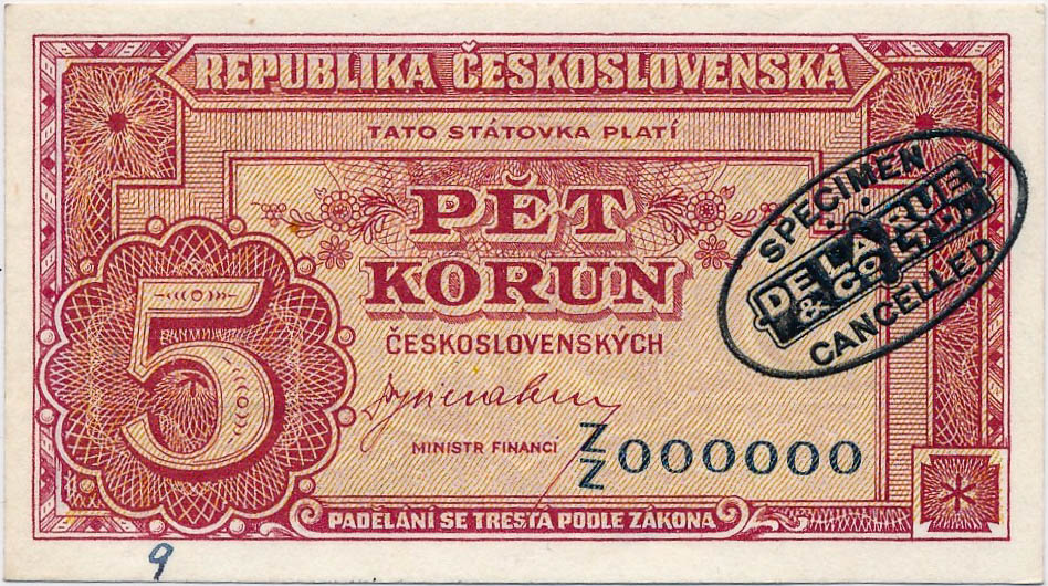 5 Koruna 1945 (annulus) - front