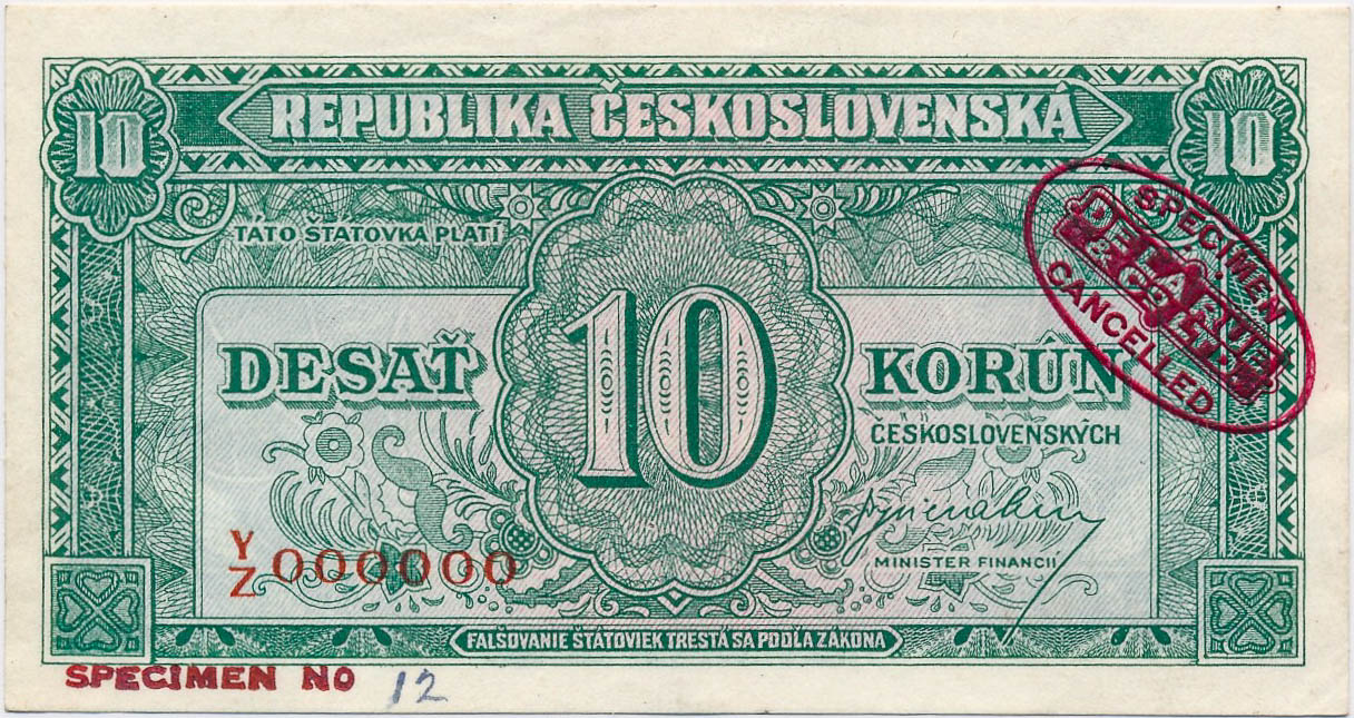 10 Koruna 1945 (annulus) - front