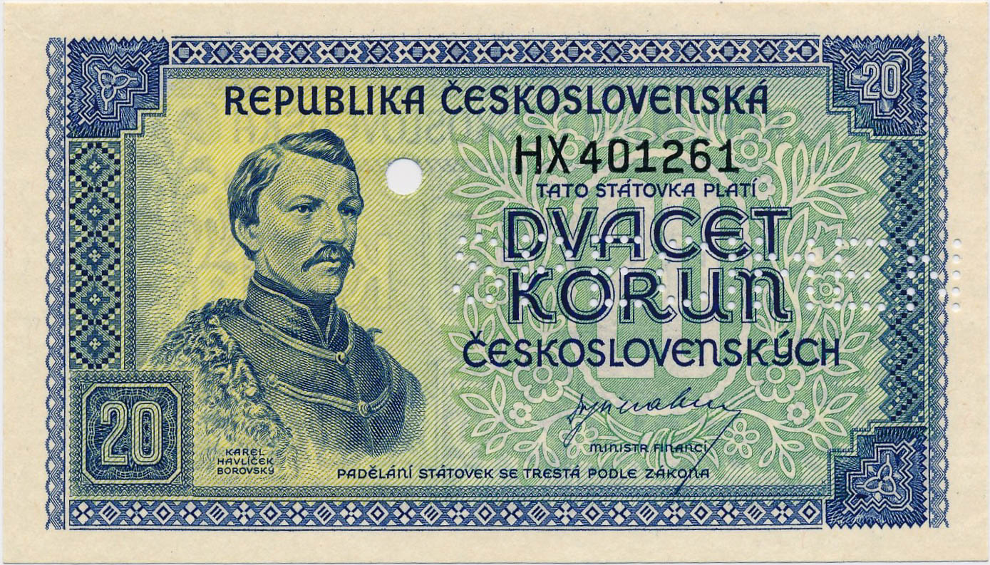 20 Koruna 1945 (bank specimen) - front