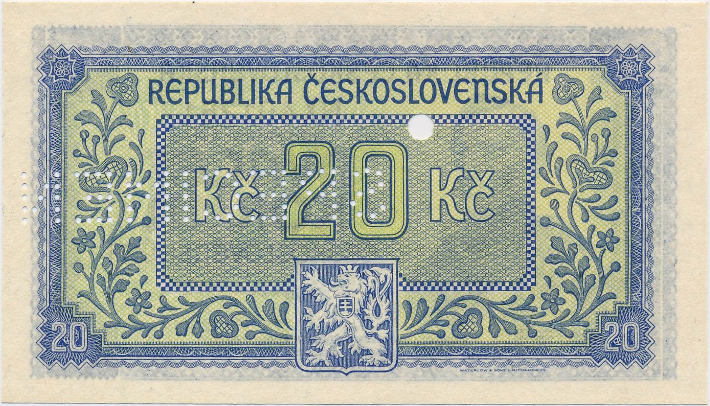 20 Koruna 1945 (bank specimen) - back