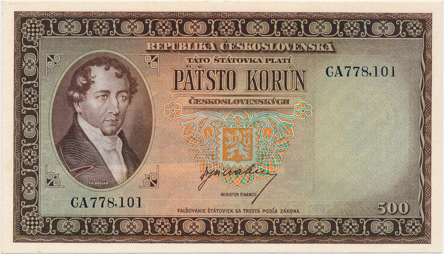 500 Koruna 1945 - front