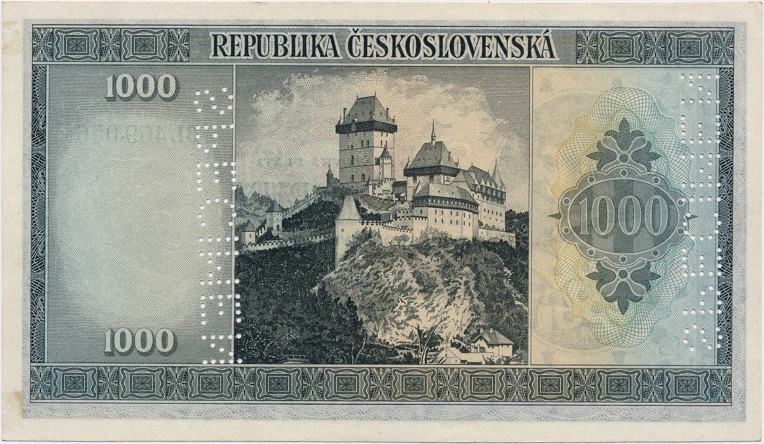 1000 Kčs 1945 (bankovní vzor) - revers