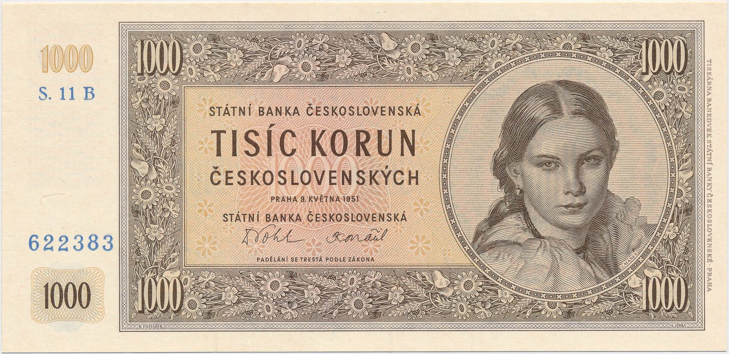 1000 Kčs 1951 - averz